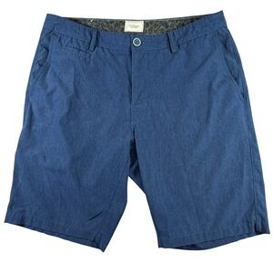 7Diamonds Performance Mens Shorts Size 34 Navy Blue Stretch Flat Front Hybrid